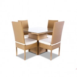 Rattan ArmLess Chairs Set  with Table 2x3feet cane color