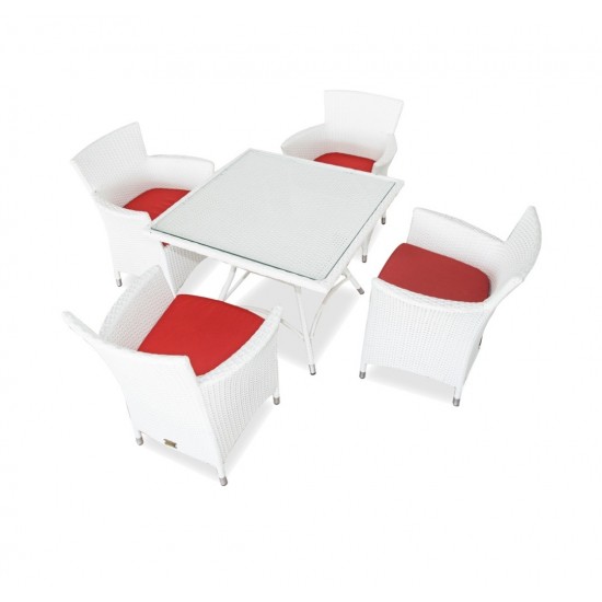 Jojio Rattan  Chairs Set  White color