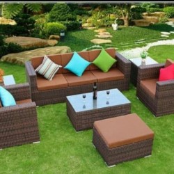 Outdoor Rattan 5 seater sofa set + Stool