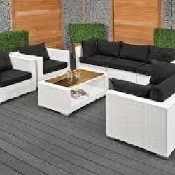 Rattan Sofa Set White Color 3+1+1+1+1+Table