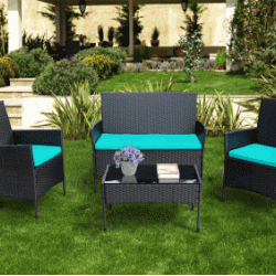 4pcs Outdoor Rattan Furniture set Black Color