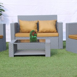 Highi Back Sofa Set 2+1+1 Table  Gray Color