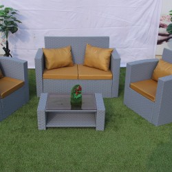 Highi Back Sofa Set 2+1+1 Table  Gray Color