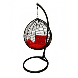 Cup Swing Hanging Chairs Blach Red Cushion001