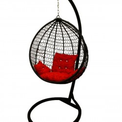 Cup Swing Hanging Chairs Blach Red Cushion001